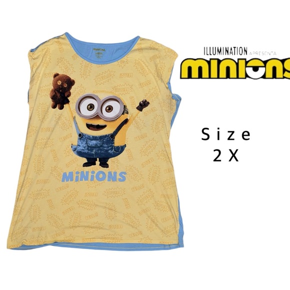 Minions Pajama Top by Illumination – Size 2X – Sleeveless Yellow & Blue - Picture 1 of 6